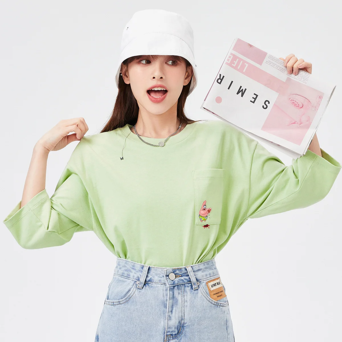 

SEMIR Short Sleeve T-Shirt Women 2021 New Korean Style Blouse White Loose Tee Summer Thin Style