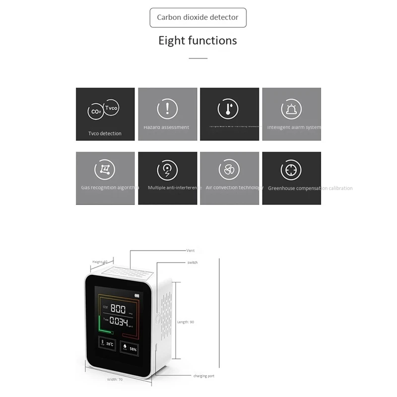 

TVOC Meter PPM Sensor Air Quality Monitor TVOC Detector Gas Concentration Content TFT Intelligent Air Quality Monitor