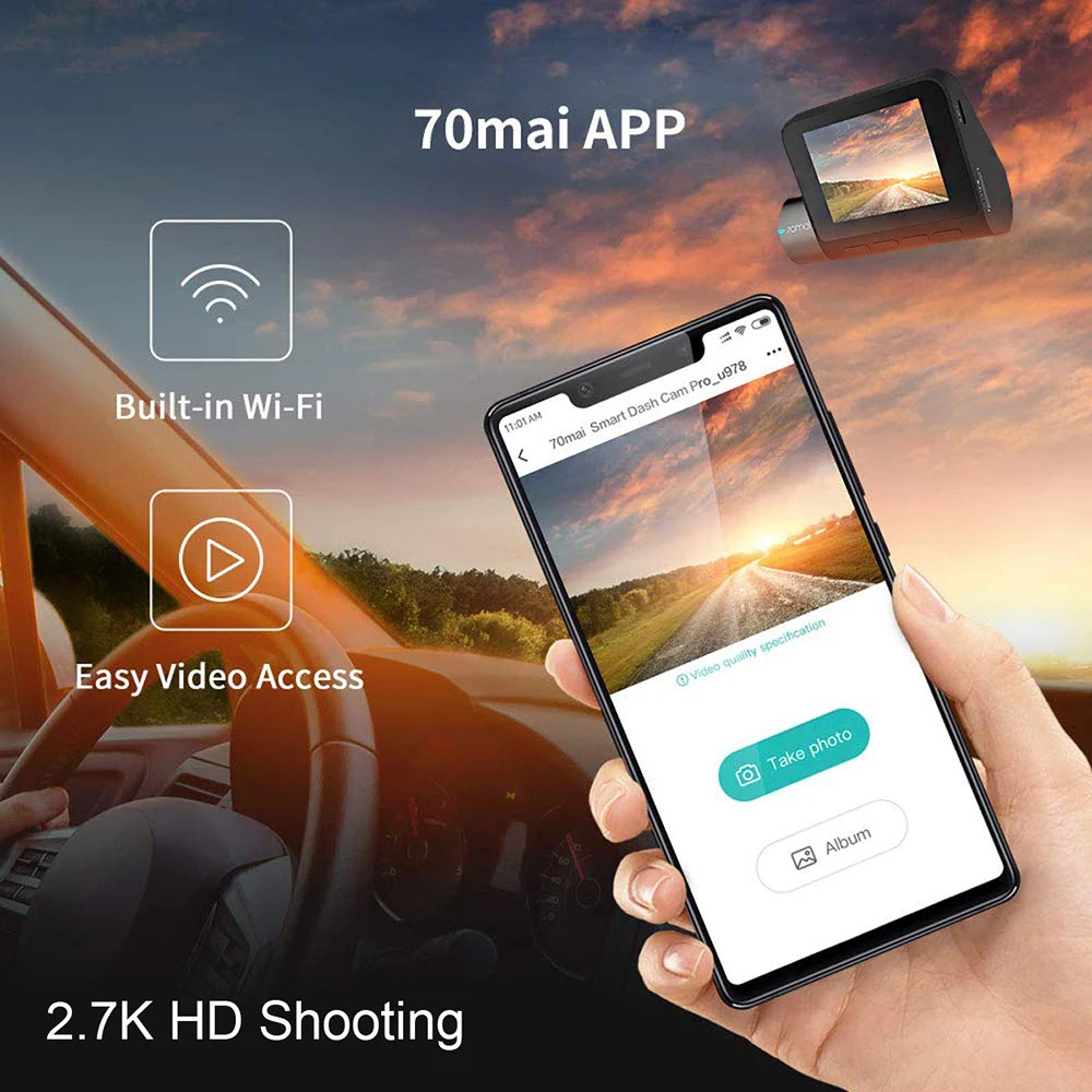 XiaoMi 70mai Dash Cam Pro 1994P HD Автомобильный видеорегистратор видео запись 24H монитор парковки 70 mai камера ночного видения gps автомобильная камера