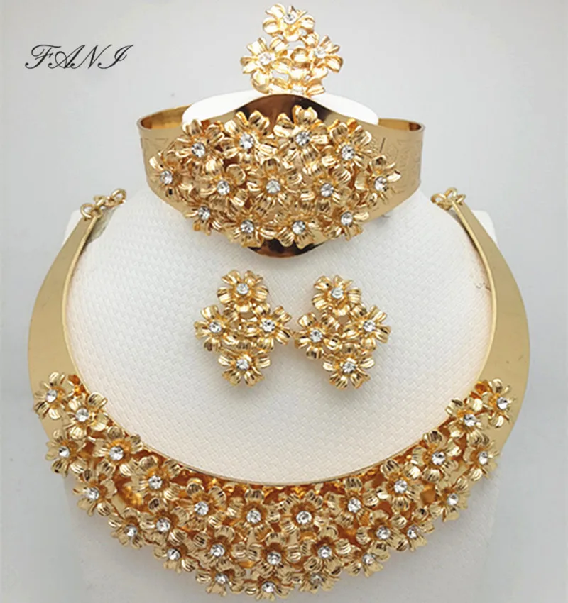 

Fani 2019 Fashion Dubai Gold Jewelry Set Wholesale italian Bridal jewelry set Brand Nigerian Wedding woman Bridal jewelry set