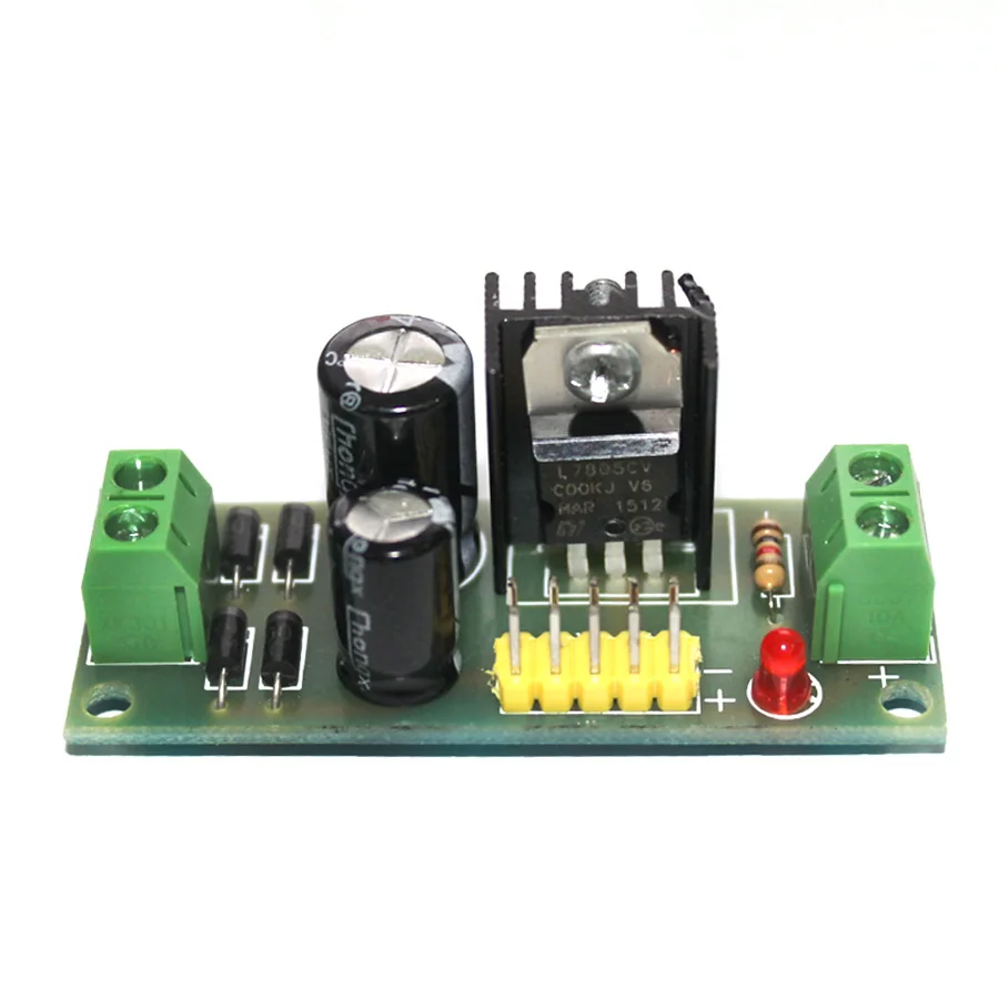

1pcs/lot three-terminal voltage regulator module 12V to 5V 1A regulated power supply module L7805 LM7805 module