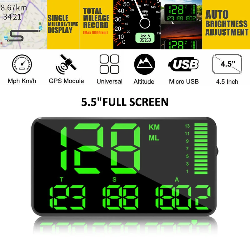 

Измеритель скорости HUD C90, GPS, 150x59x16 мм, 5 в постоянного тока, 1 шт.