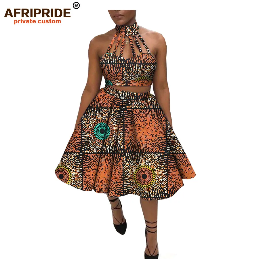 Летний комплект из 2 предметов с юбкой для женщин топ без рукавов AFRIPRIDE чокером и