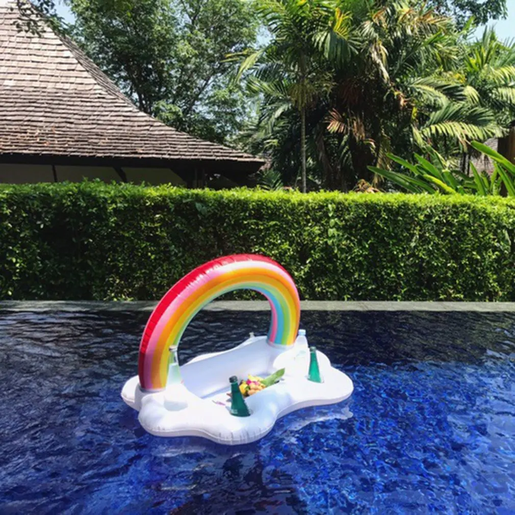Party Toy Ice Bucket Rainbow Cloud Cup Holder Inflatable Pool Float Beer Drink Cooler Table Bar Tray Beach Island Prop gonflable | Спорт и