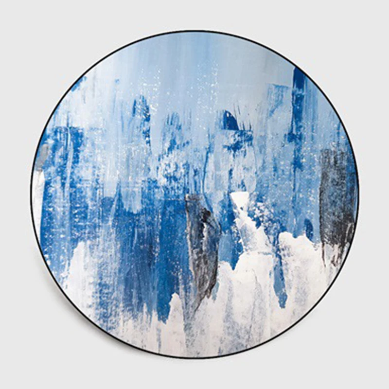 Синий круглый ковер новый абстрактный Коврик в китайском стиле с узором снега и