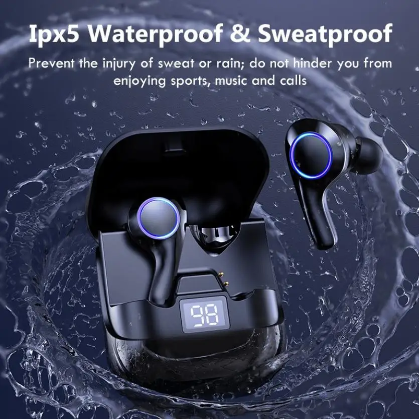 Беспроводные наушники с микрофоном TWS Bluetooth спортивные водонепроницаемые