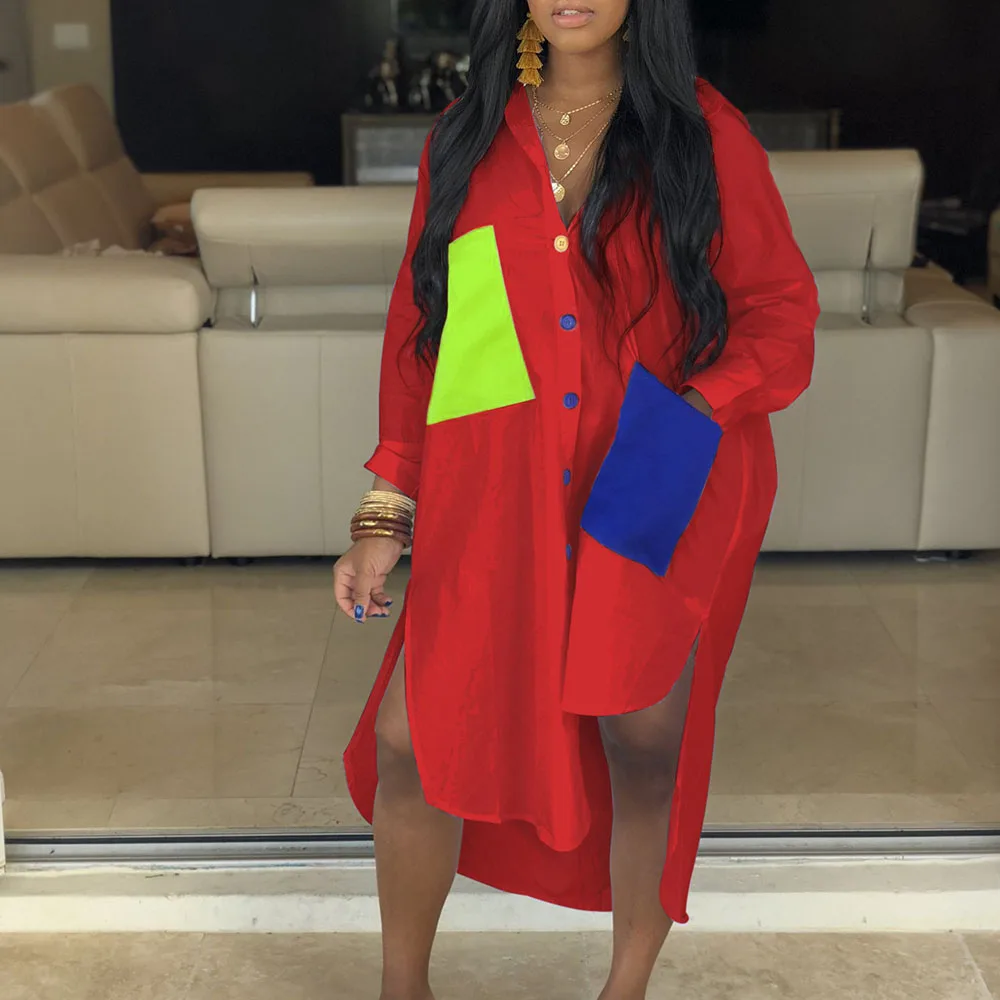 Повседневные женские длинные рубашки осень 2021 платье с длинным рукавом