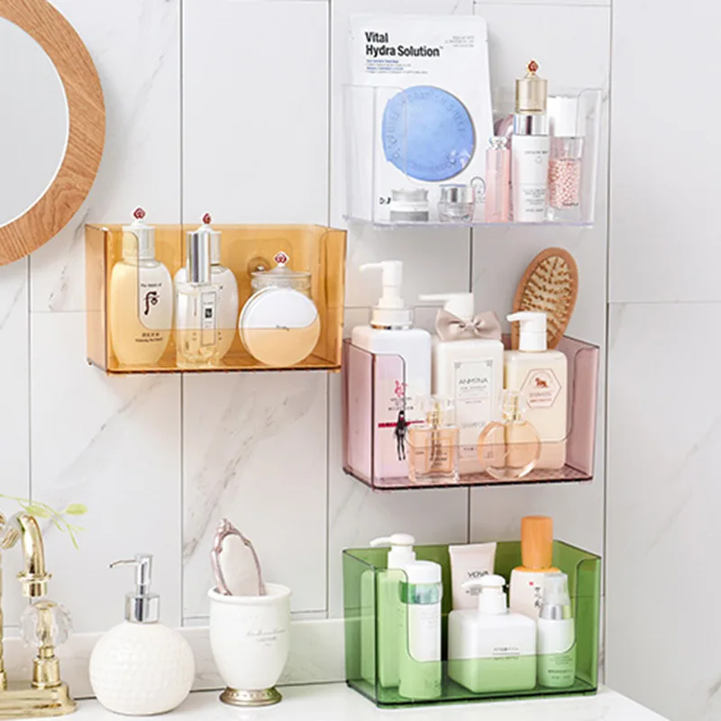 

Cosmetics Storage Box Creative Plastic Desktop Makeup Lipstick Polish Bathroom Transparent Wall-mounted Case Organizer Boxes