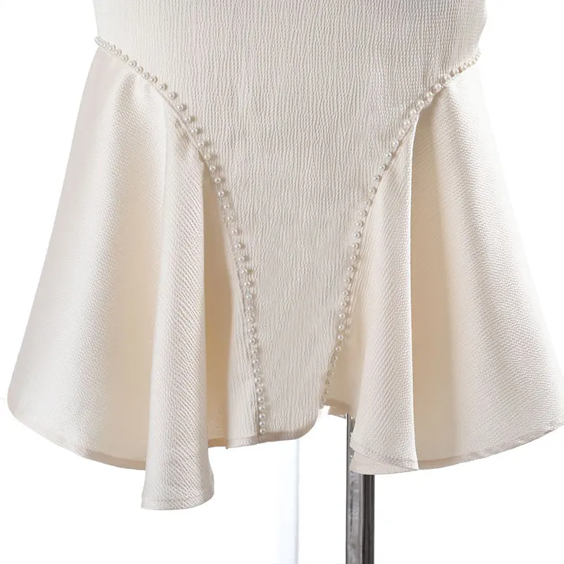 

XITAO Rivet Patchwork Casual Skirt Women Fashion New Trumpet Style Ruffles Elegant Personality 2021 Summer Solid Color LDD1230