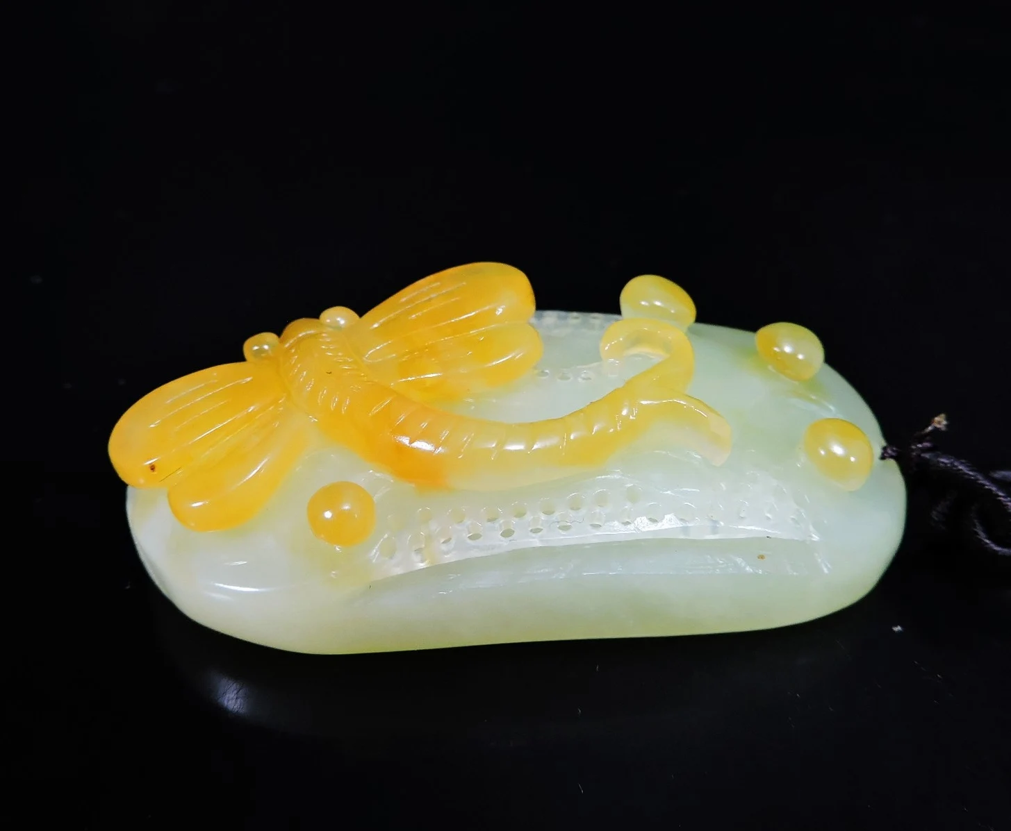 

Jade Jewelry Natural Jade Pendant Necklace Hand-Carved dragonfly Jadeite Necklace Pendant Gift No Treatment 863f