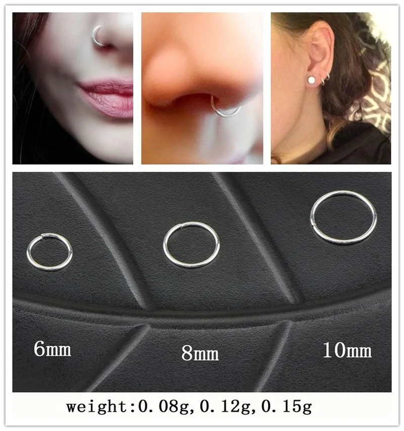 2 шт. триколор тонкая поддельная кольцо для носа Перегородка спираль ноздри