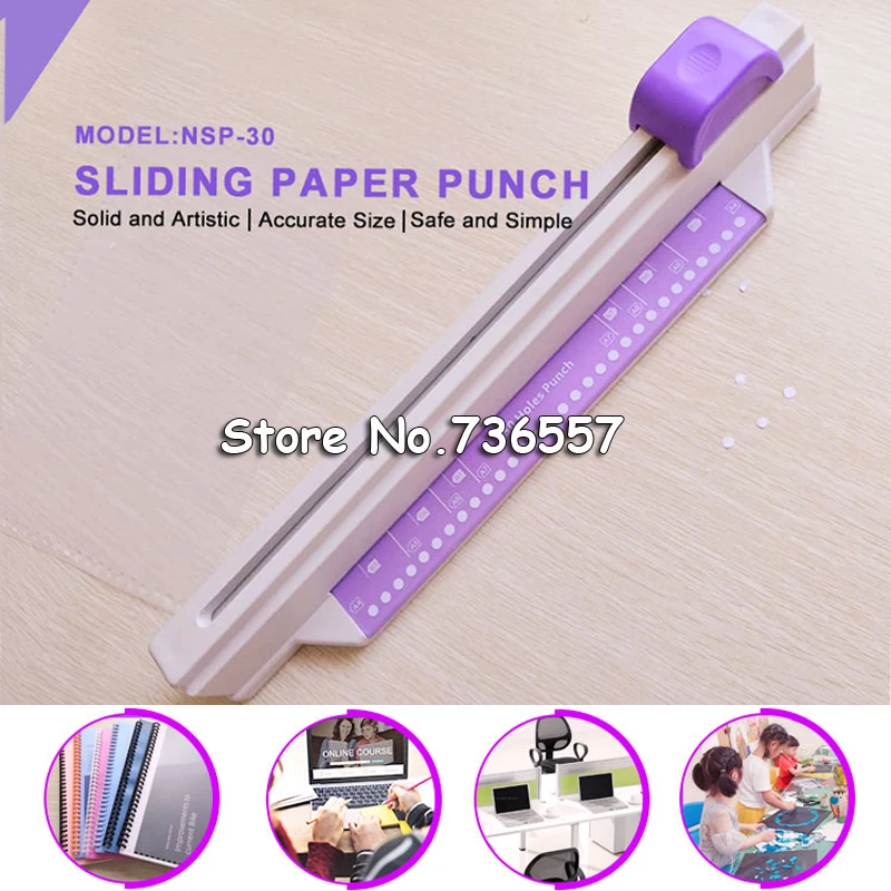 1 set  paper cutter дырокол 30 holes puncher sliding paper punch 30 holes A4 B5 A5 A7 B7 A6 B6 5 sheets perforadora papel