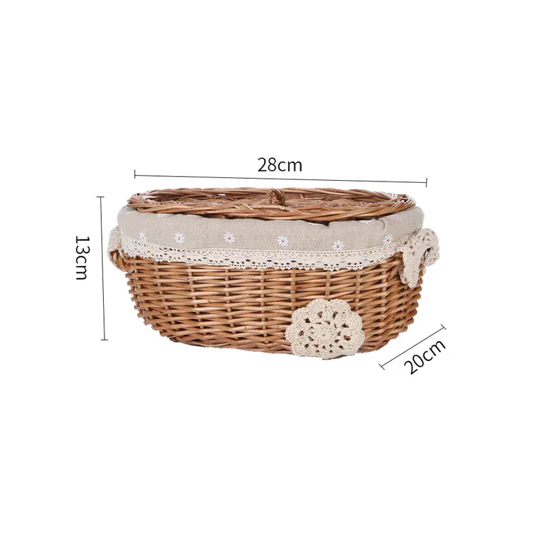 Плетеная корзина для плетеная хранения хлеба фруктов с крышкой игрушки перекуса
