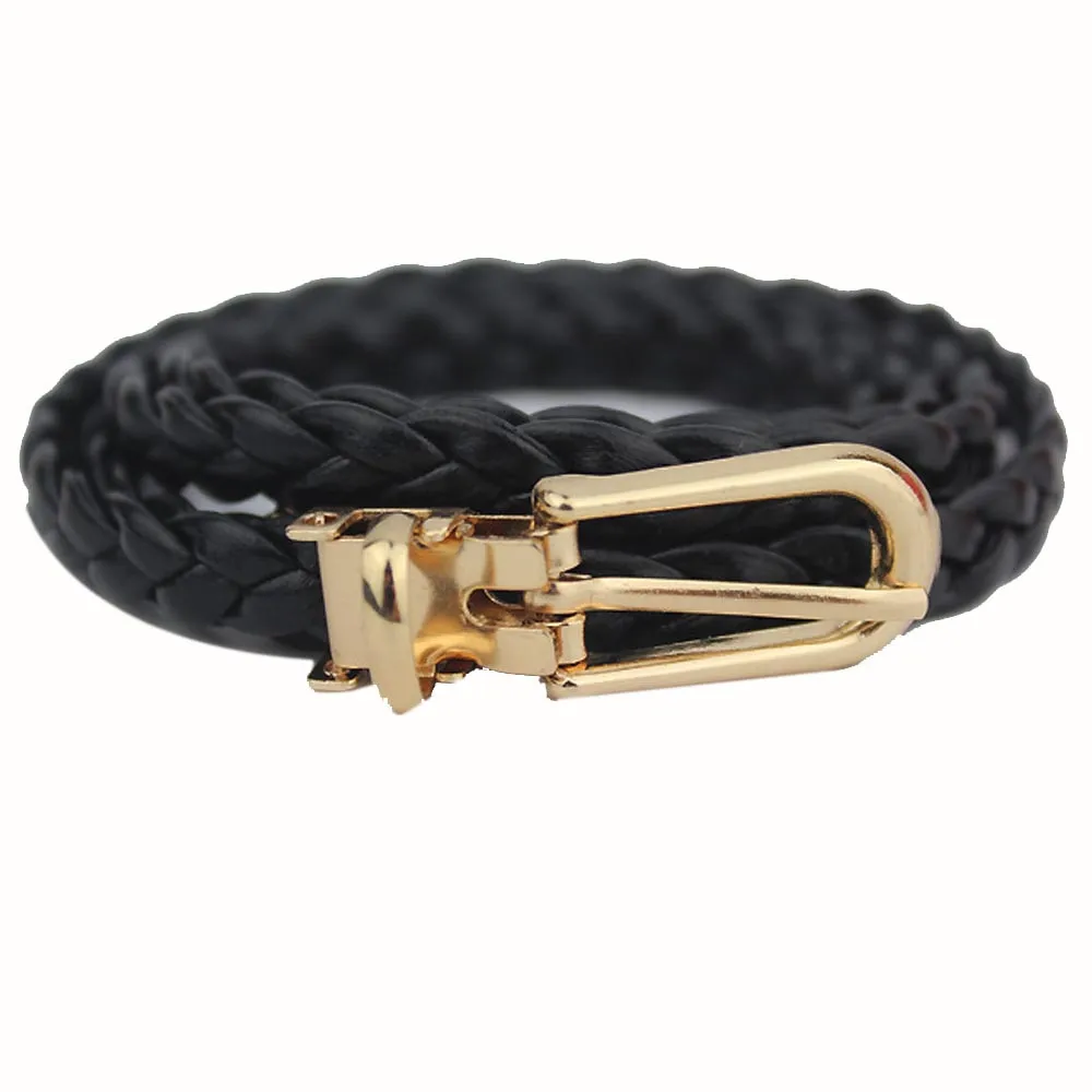 Belt For Women Elegant Fashion Weave Leather Waistband Buckle Soild Color Small Fresh Slender Dress Accessories | Аксессуары для