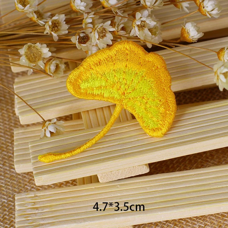 Нашивки Ginkgo с листьями для одежды патчи вышивкой Аппликации наклейки джинсов