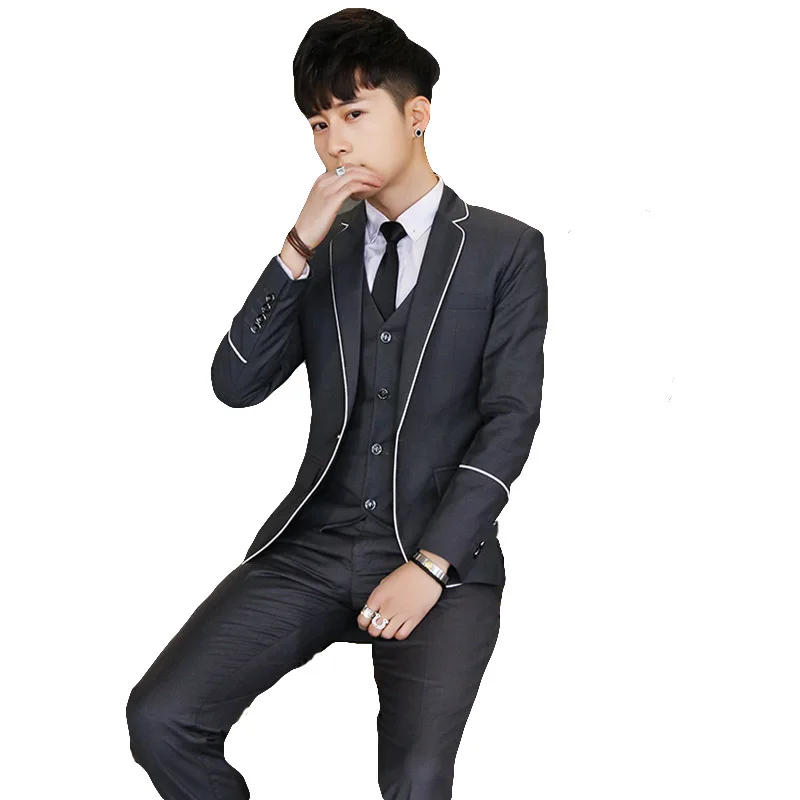 

2020 men business suits career suits young serging fashion wedding dress three best man suit cultivate one's morality the groom