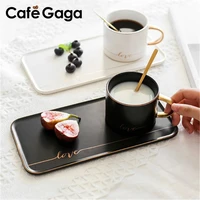 american creative coffee cup and saucer set simple trace gold ceramics breakfast milk cup afternoon tea cup with dessert tray