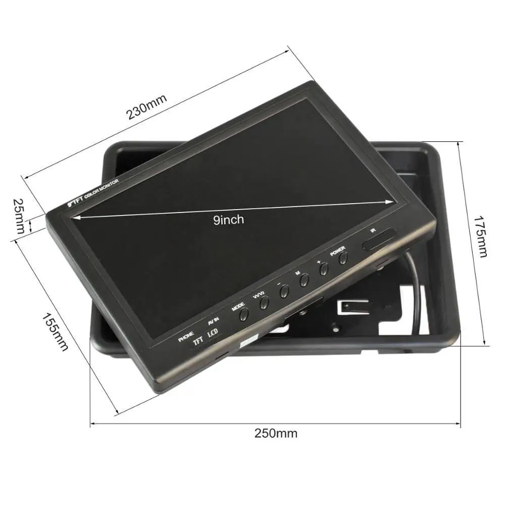 SMALUCK 9 дюймов TFT LCD монитор автомобиля дисплей задний вид экран с BNC/AV вход пульт