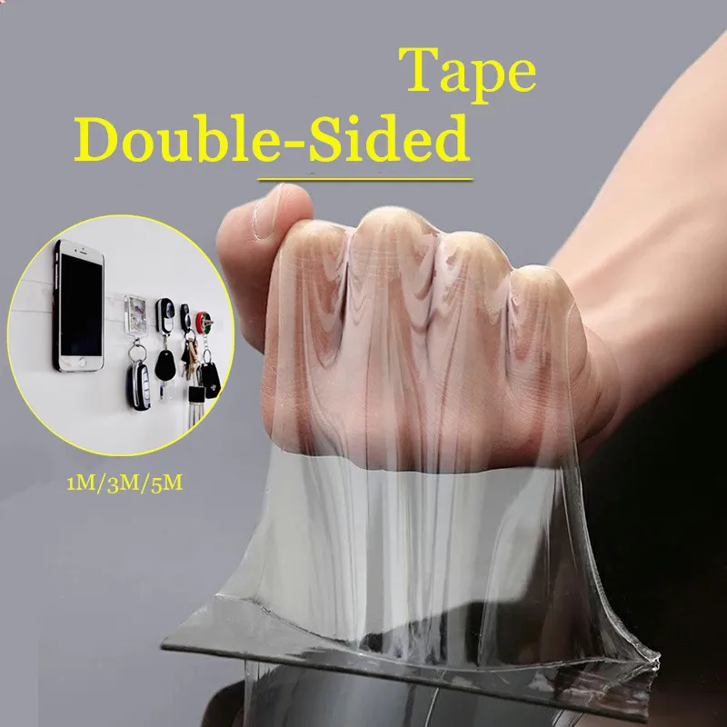 

1m/3m/5m Double Sided Tape Washable Reuse Nano Magic Tape Transparent No Trace Waterproof Adhesive Tape Nano Tape Clear