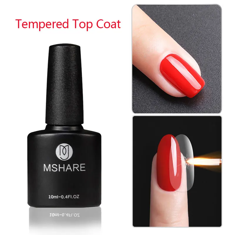 Tempered top coat Mshare база и топ подкрепление гель долгое Уход за ногтями гель лак для ногтей крышка германия здоровья полимерного материала уф лак гель гель топ и база без липкого слоя липкий слой дегидратор лаки праймер для ногтей - Цвет: Tempered top coat