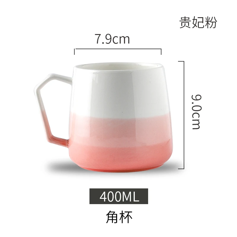 

Nordic Coffee Mug Blue Ceramic Breakfast Tea Milk Cute Large Paint Cup Handle Tazas De Cafe Couple Gift With Spoon EC50BZ