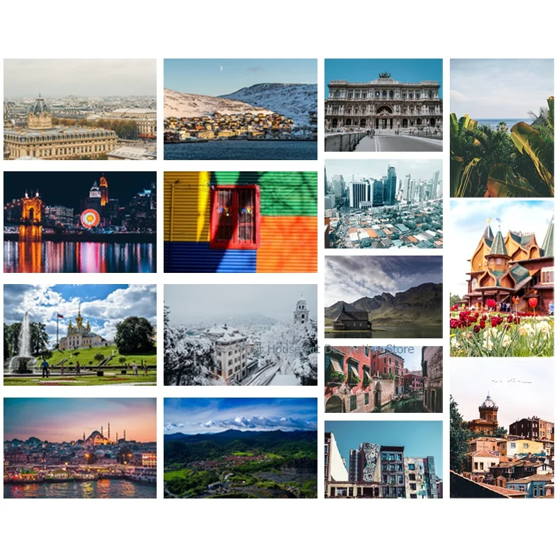 

5D Embroidered Cross Stitch Diy Square/round Diamond Painting Castle Building Mountain Art Picture of Rhinestones Home Decor