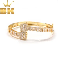 the bling king baguette bracelet square cubic zirconia hiphop bracelets luxury gold wrist rapper fashion jewelry punk men bangle