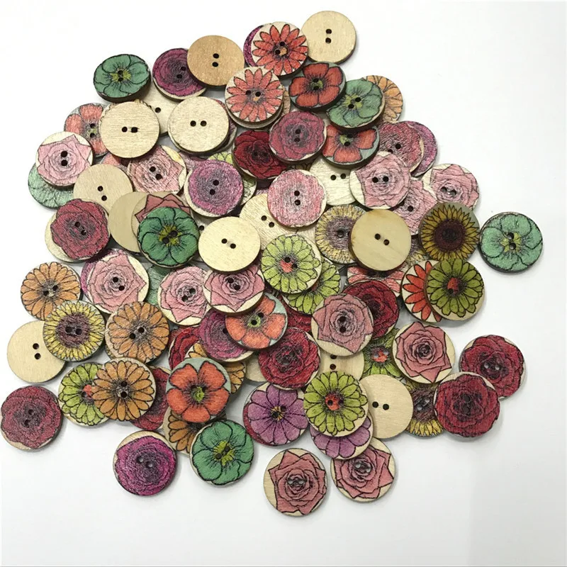 

500PCS 2 Hole Retro Series Wood Buttons for Handwork Sewing Scrapbook Clothing Crafts Accessories Gift Card Decor