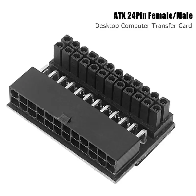 

90 Degree Desktop Adapter Excellent ABS Plastics Prolonged Durable PC ATX 24Pin Female to 24Pin Male Motherboard Power