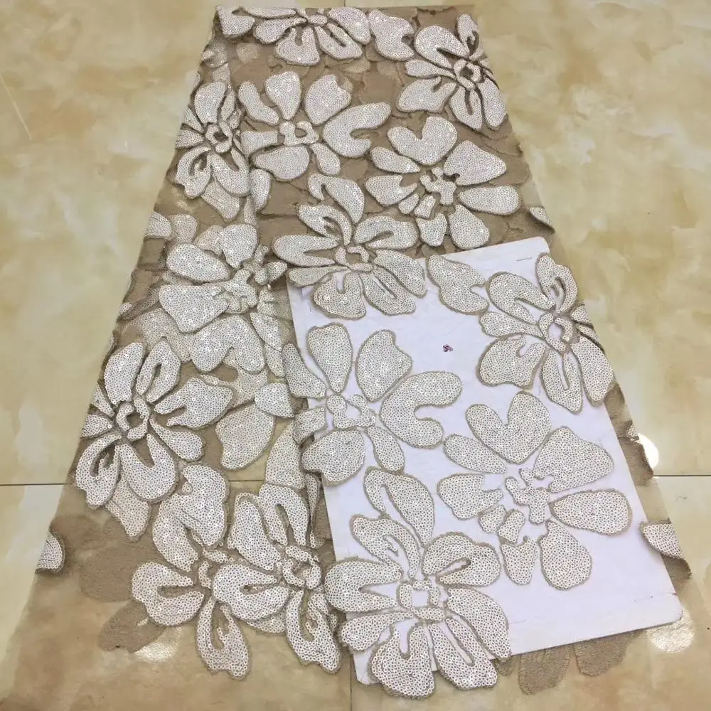 

NaXiu African Lace Fabric 2019 High Quality Lace Material With Sequins Nigerian French Lace Fabrics For Women Party
