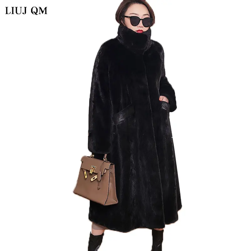 

Oversize Jacket Parka Winter Clothing Women Faux Fur Jacket hairy Long Fur Coat Lapel OverCoat Thick Warm Female Plush Coats 5XL