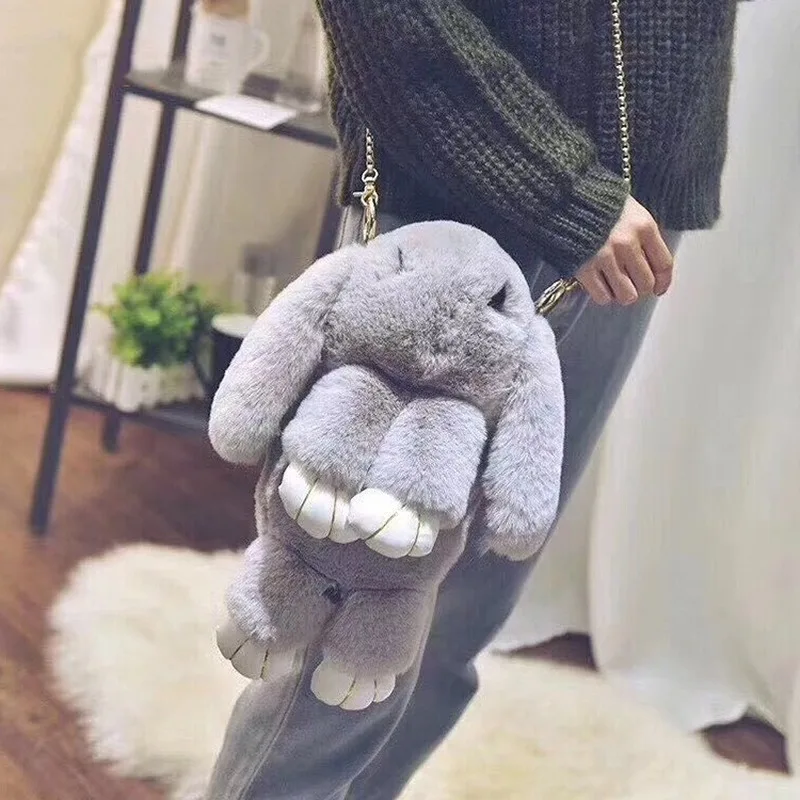 Женский плюшевый рюкзак с помпоном из кроличьего меха на ремне для подростков| |