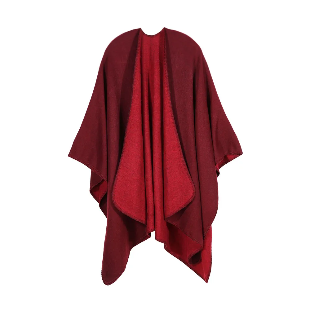Зимний плащ женский Мягкий кашемировый однотонный кардиган накидка шаль пальто
