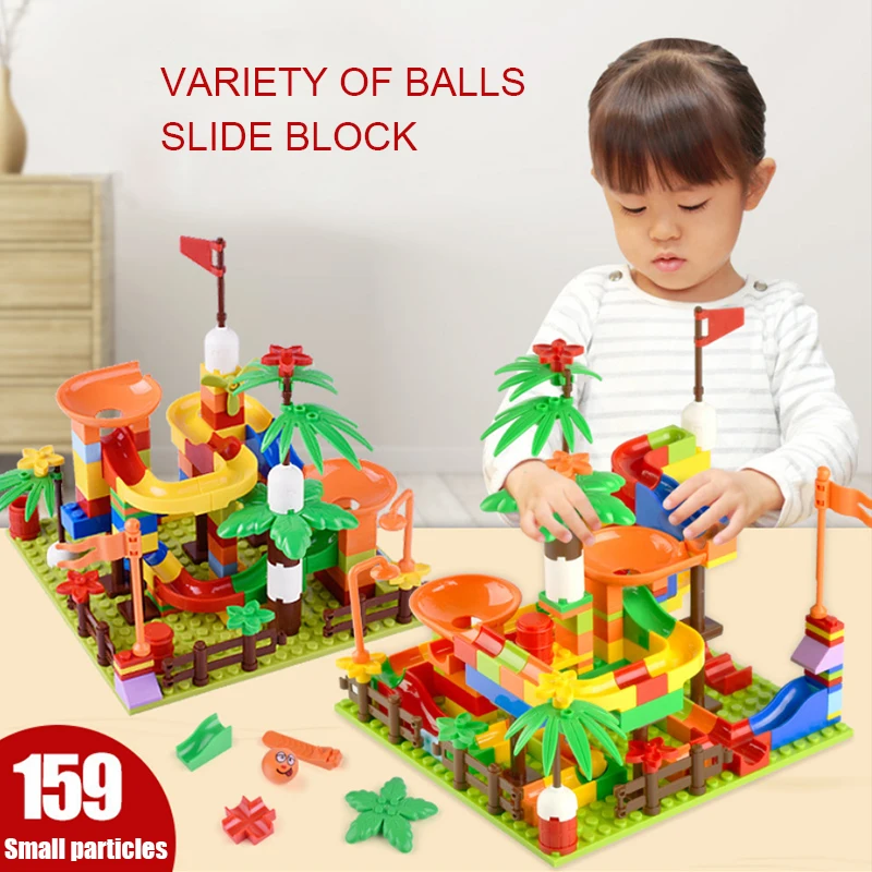 Детские развивающие игрушки строительные блоки сделай сам горка трек