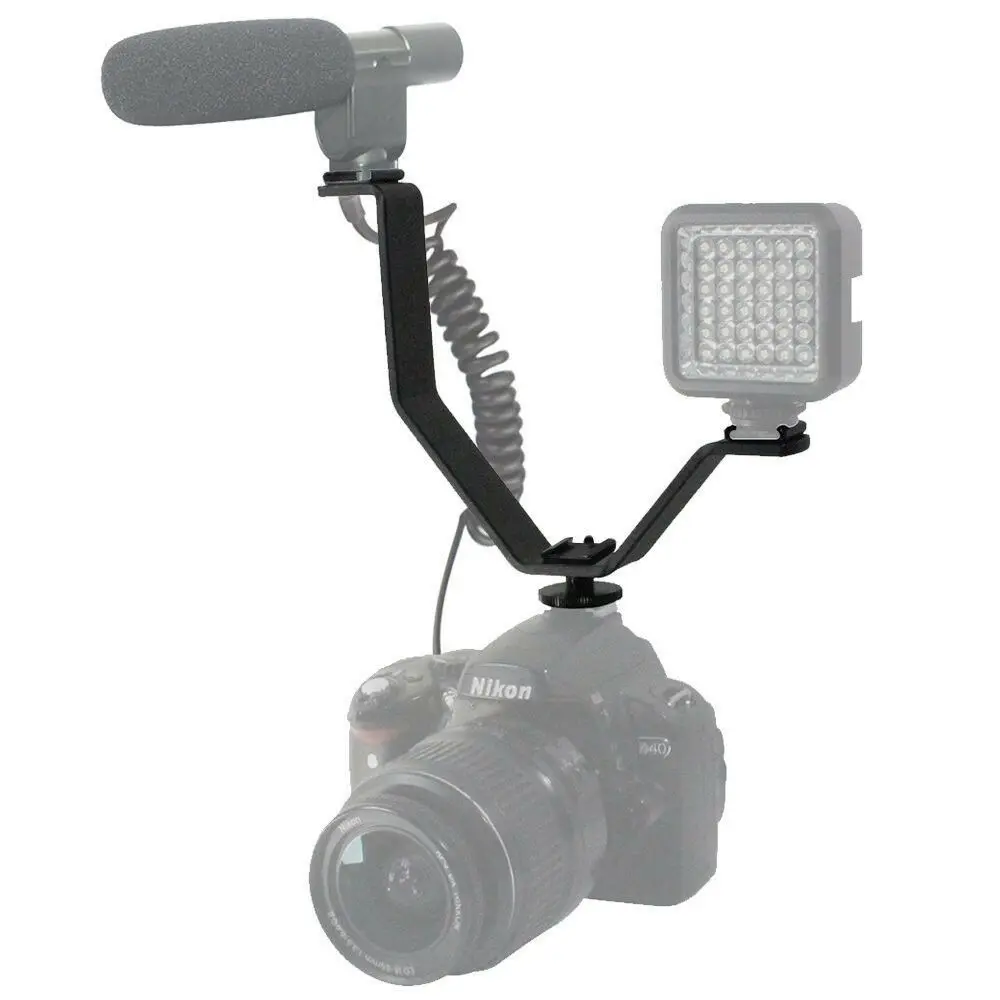 V образный тройной Кронштейн Горячий башмак для вспышки Speedlite DSLR камеры микрофон