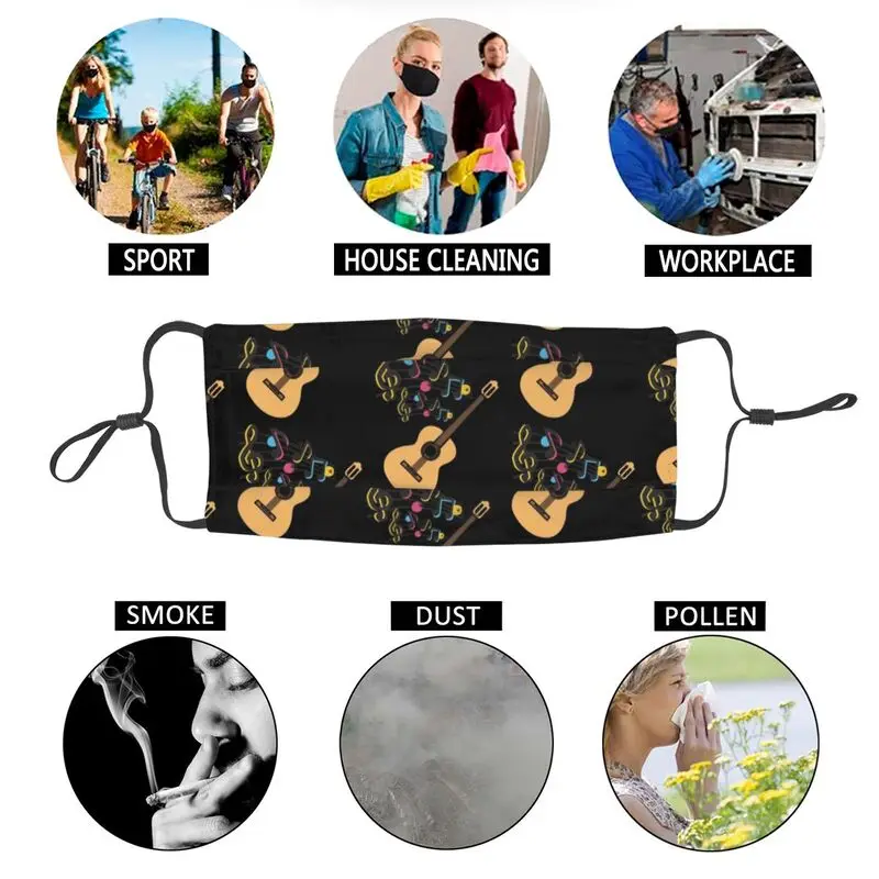 

Guitar Music Reusable Adult Face Mask Custom Design Anti Haze Dust Protection Cover Respirator Mouth Muffle