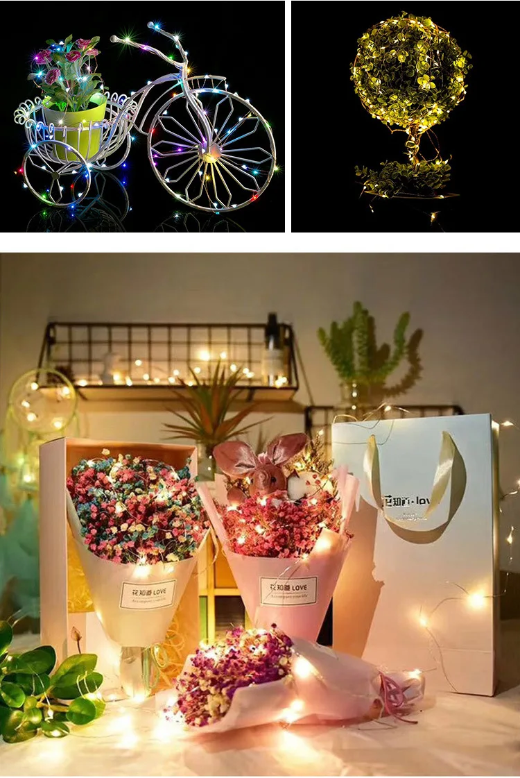 2 м 20 светодиодный с медной проволокой CR2032 на батарейках гирлянда для гирлянды