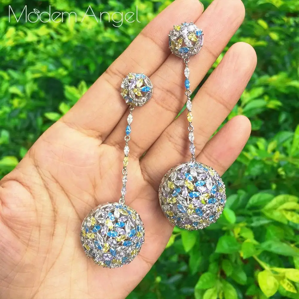 ModemAngel разноцветные цветочные модные серьги с кубическим цирконием класса ААА
