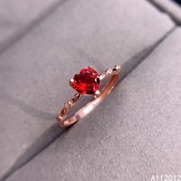 kjjeaxcmy fine jewelry s925 sterling silver inlaid natural gemstone garnet girl classic ring support test chinese style