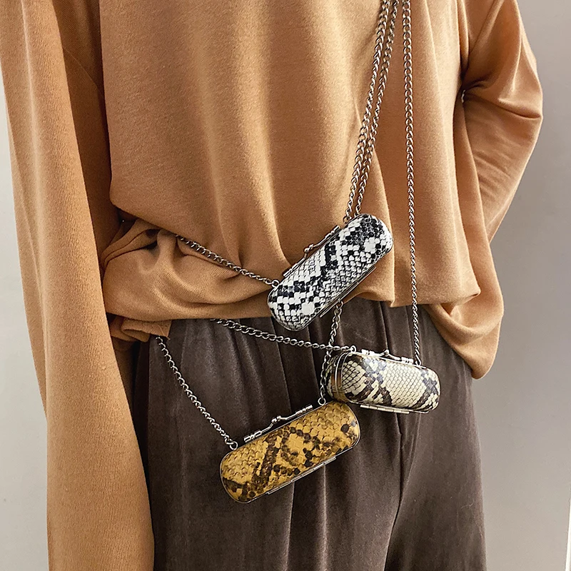 Роскошная женская сумка со змеиным узором для сообщений модная помады женщин