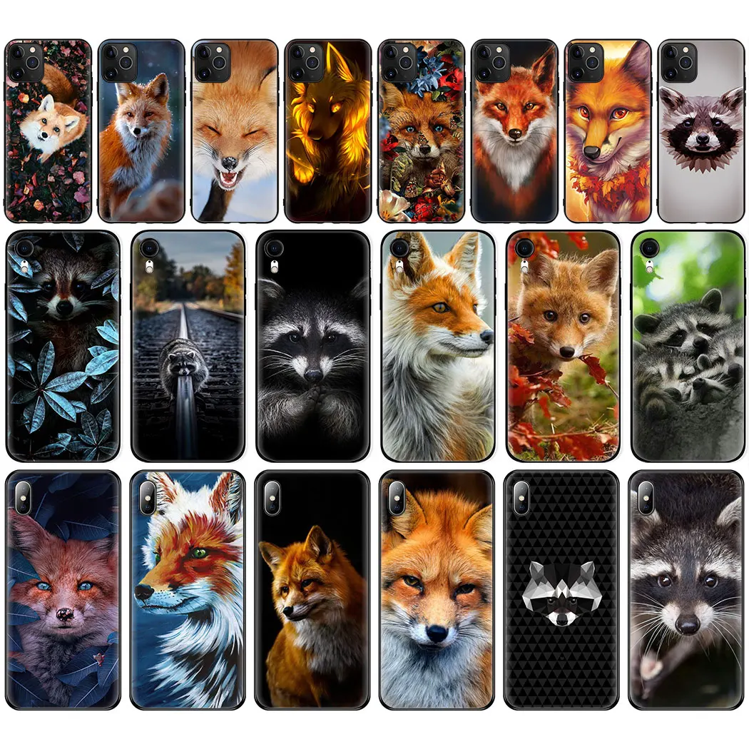 Мягкий силиконовый чехол высокого качества с изображением животных енота лисы