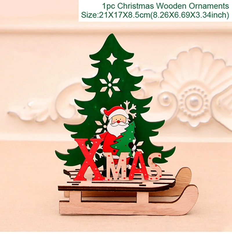 Wooden Xmas tree 4 Счастливого Рождества деревянные Санта Клаус украшение "Лось" Рождественского стола Декор для дома неол натальные Рождественские Декор год - Цвет: Wooden Xmas tree 4