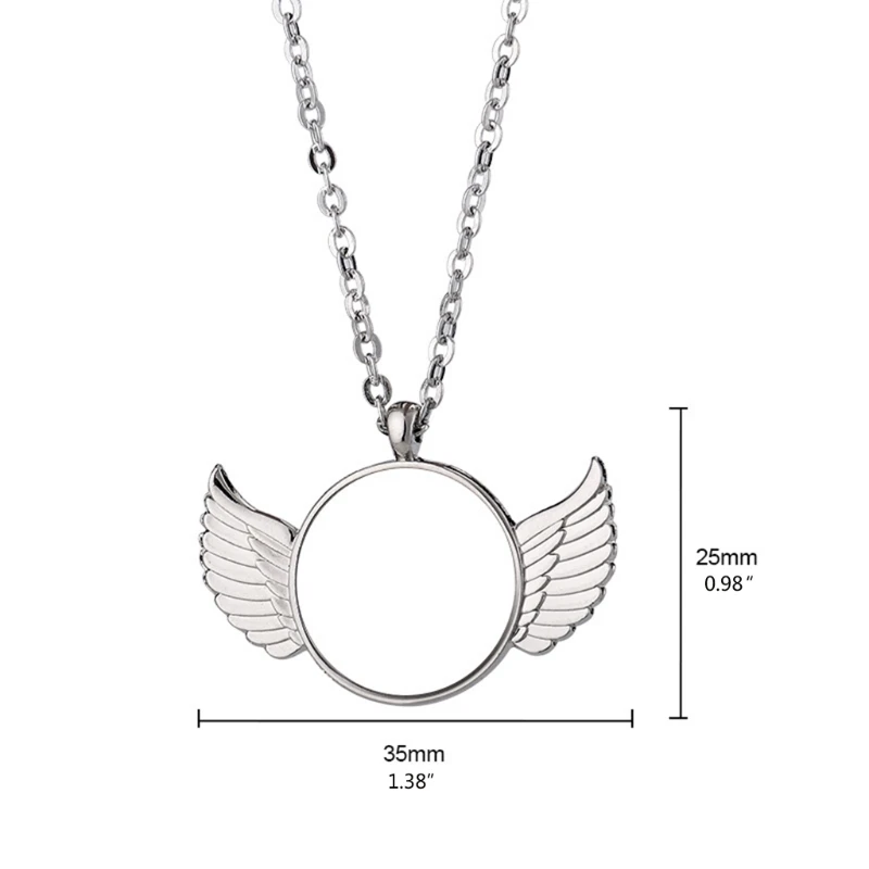 

Handmade Sublimation Blanks Angel Wing Necklaces Custom Photo Blank MDF Printable Round Pendant for Women Jewelry Making