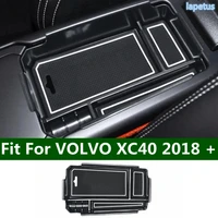 lapetus armrest center storage box container glove organizer case for volvo xc40 2018 2022 black interior parts accessories