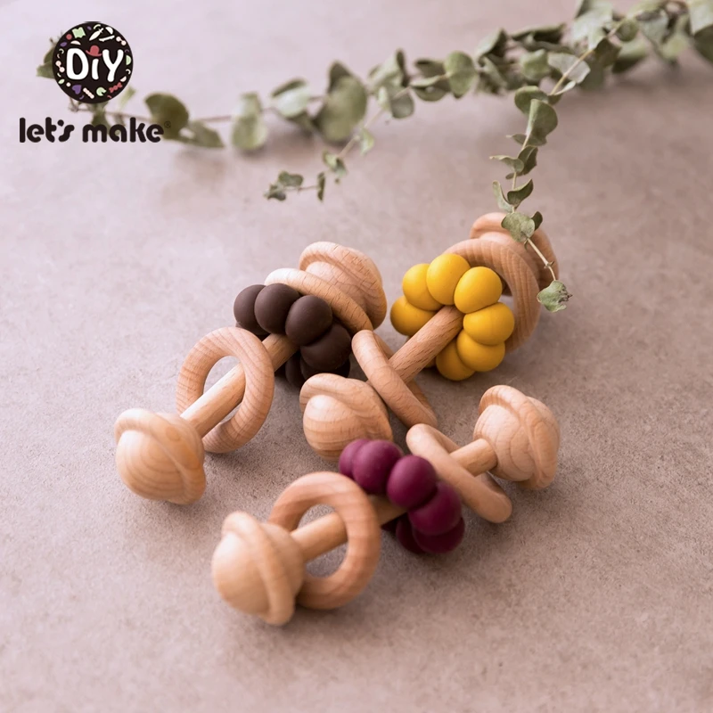 

Let'S Make 5pc Wooden Ring Teether Bell Music Baby Baby Toy Bell Bed Bell Baby Rattle Toys For Baby Bed Tiny Rod Silicone Beads