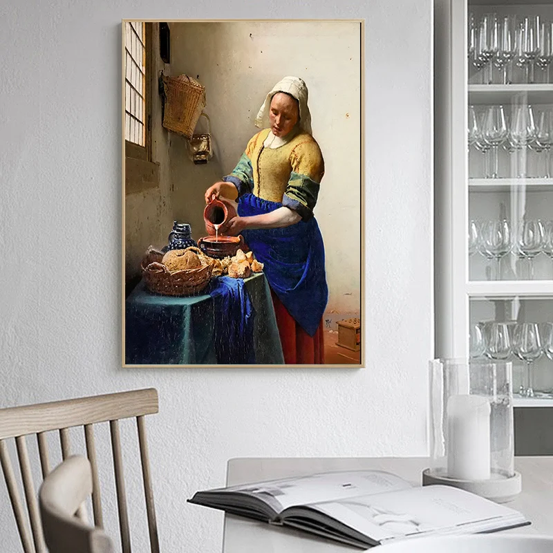 Milkmaid Johannes Vermeer голландская школа старинный крафт плакаты холст картины настенные