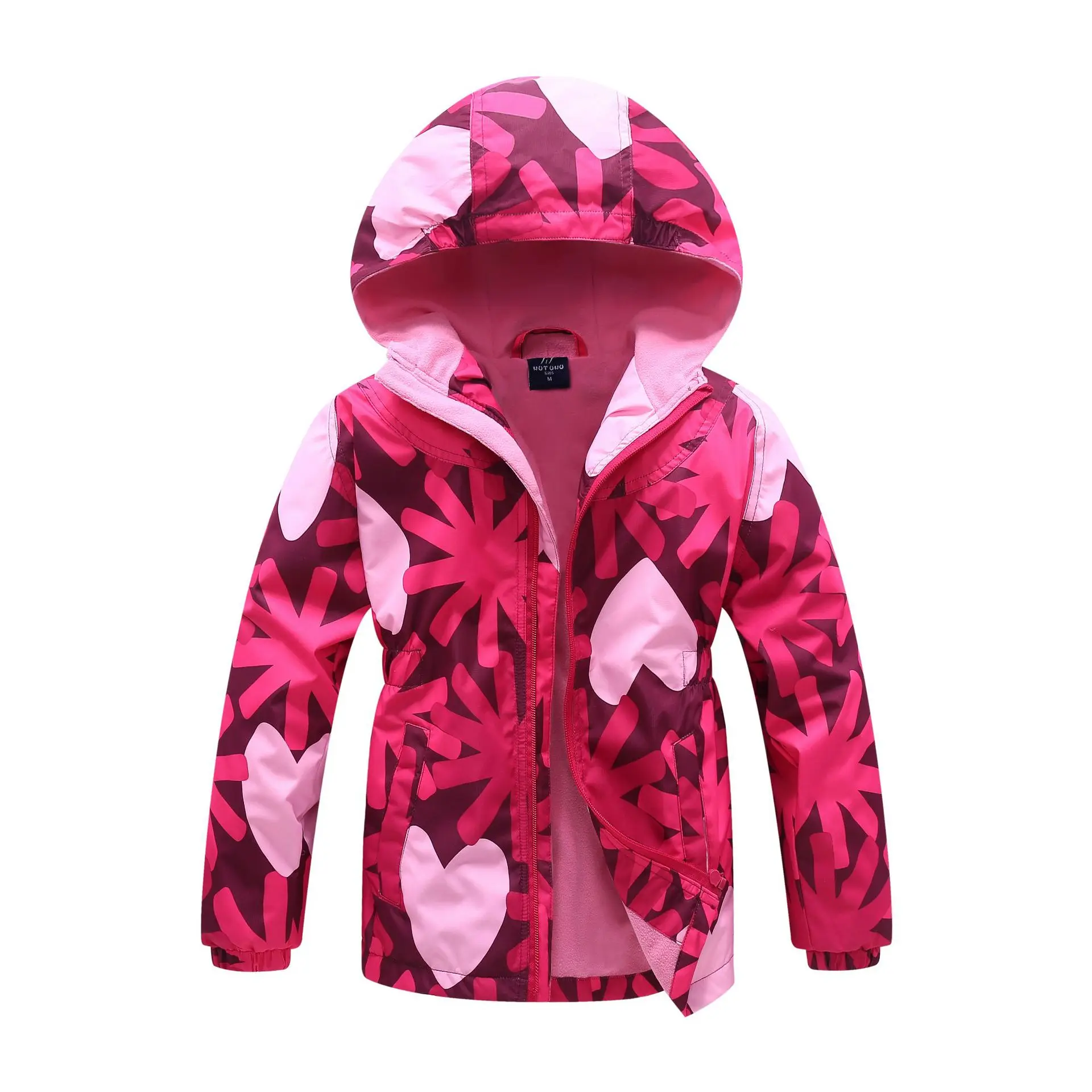 

Jacket For Girls 2021 Spring Children's Flower Fleece Clothes Girls Coat Windbreaker Outerwear Kids Polar Fleece Windproof 3-12y