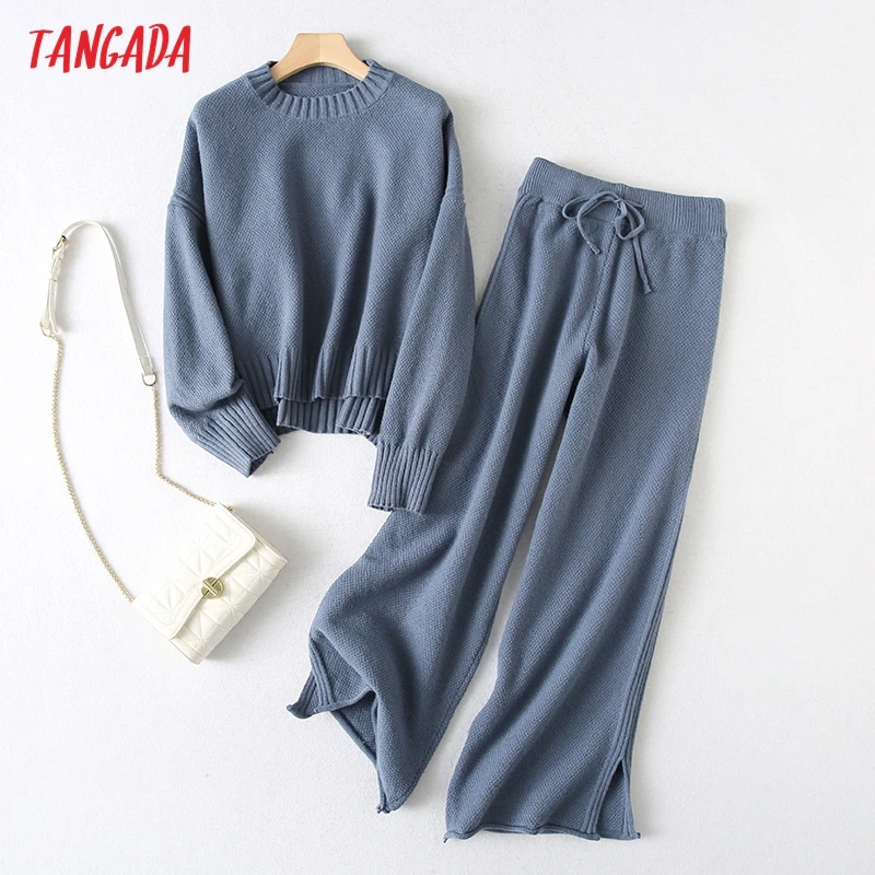 

Костюм женский зимний из Свитера и брюк с широкими штанинами