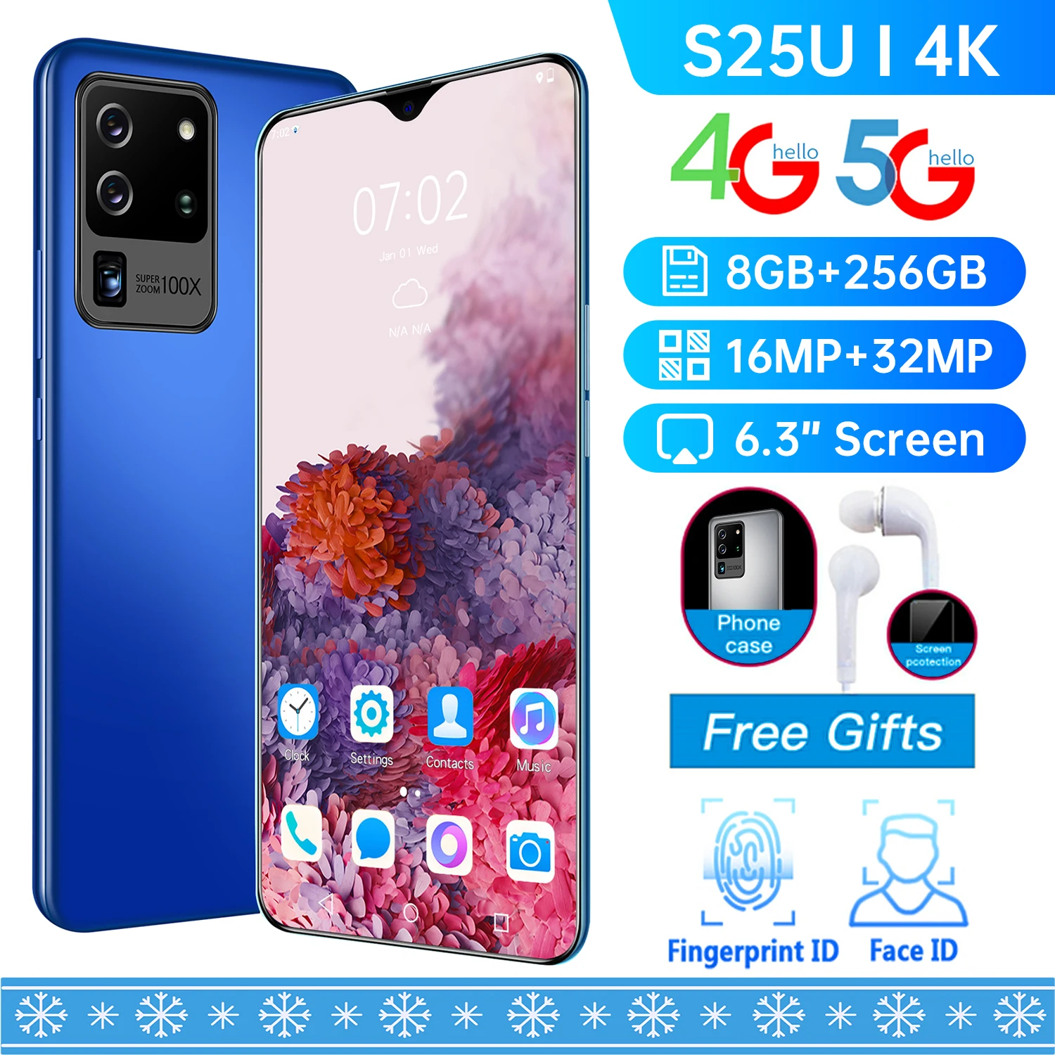 Глобальная версия 6 3 дюймовый S25U 10 ядерный 8G 256G отпечатков пальцев разблокирует