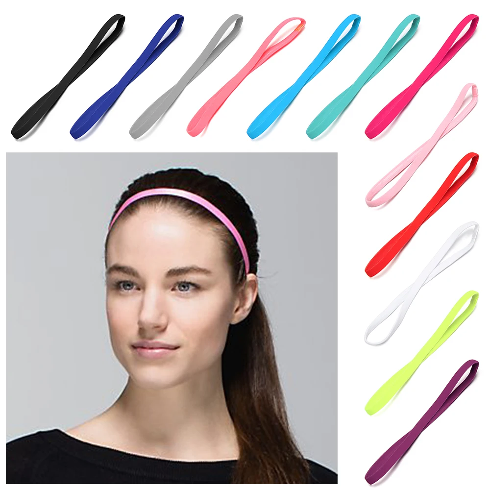 

1 PC Sport Anti-slip Elastic Rubber Sweatband Candy Color Hair Bands Sports Headband Girls Football Running Women Men Yoga